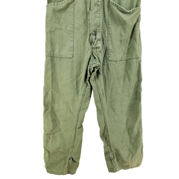 Vintage Green Mens Medium Cotton Twill Coveralls With Button Closure - Picture 8 of 11